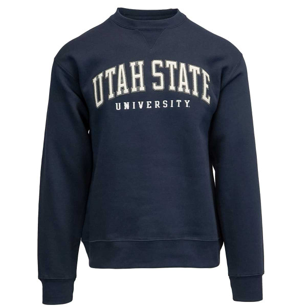 Letterman Patch Utah State University Crew Sweatshirt Navy